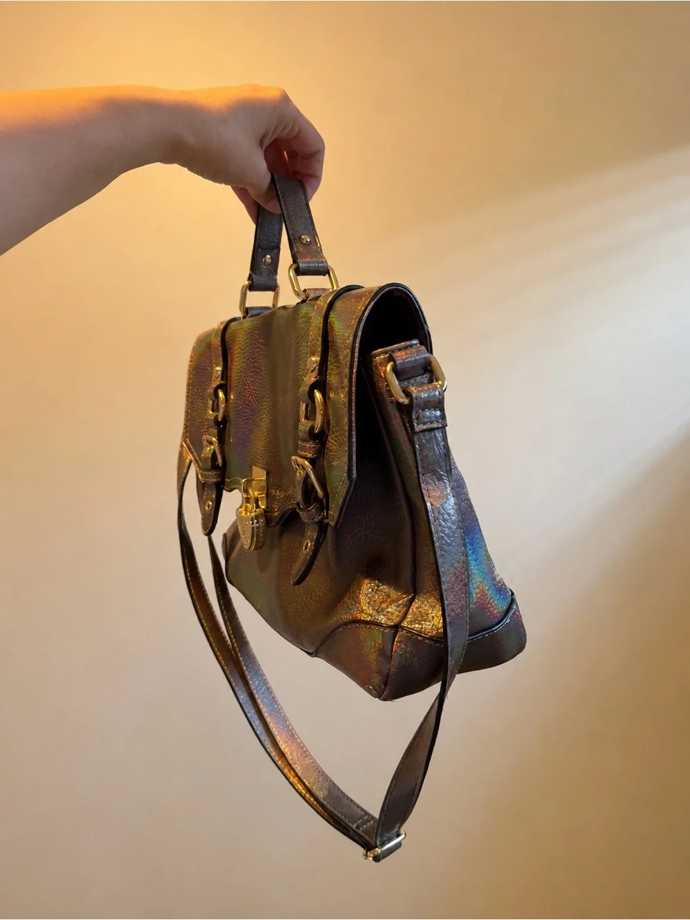 🔥Rare Vtg Juicy Couture Satchel Metallic Bag Heart Locket Crossbody Y2K